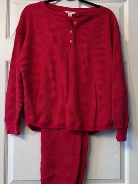 Joe Fresh Red Waffle Henley Pajama Set